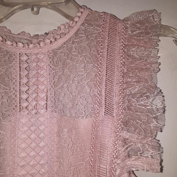 HEARTLOOM Anthropologie Lace Tiered Dress Dusty Rose Pink XS 0 2 NWOT - Picture 6 of 12